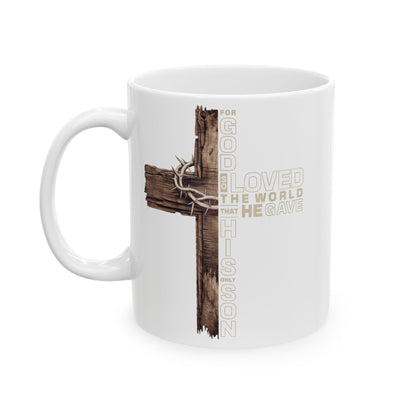 Rustic Deer Antler Mug – Cabin Coffee Cup, Hunting Lodge Gift (11oz & 15oz)