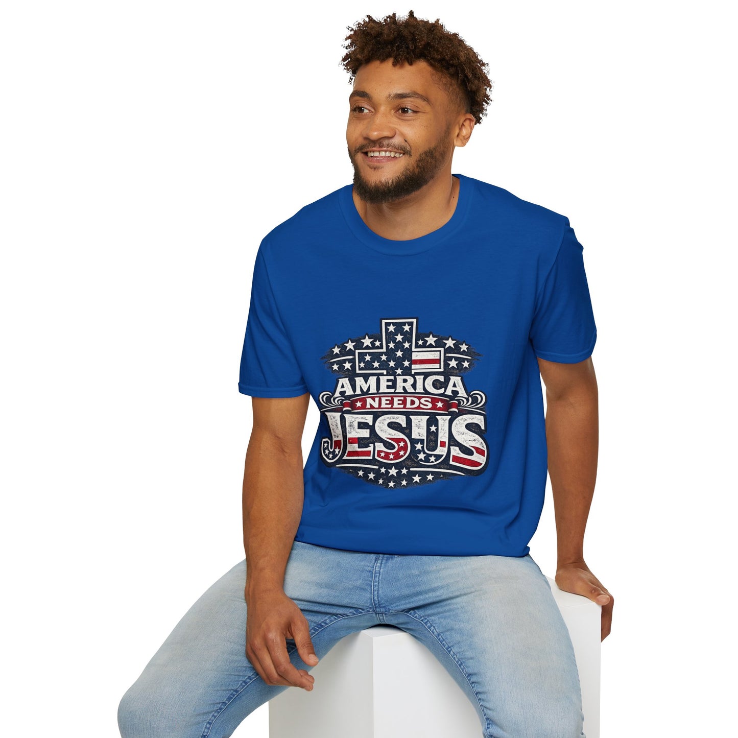 America Needs Jesus T‑Shirt — Patriotic Christian Tee