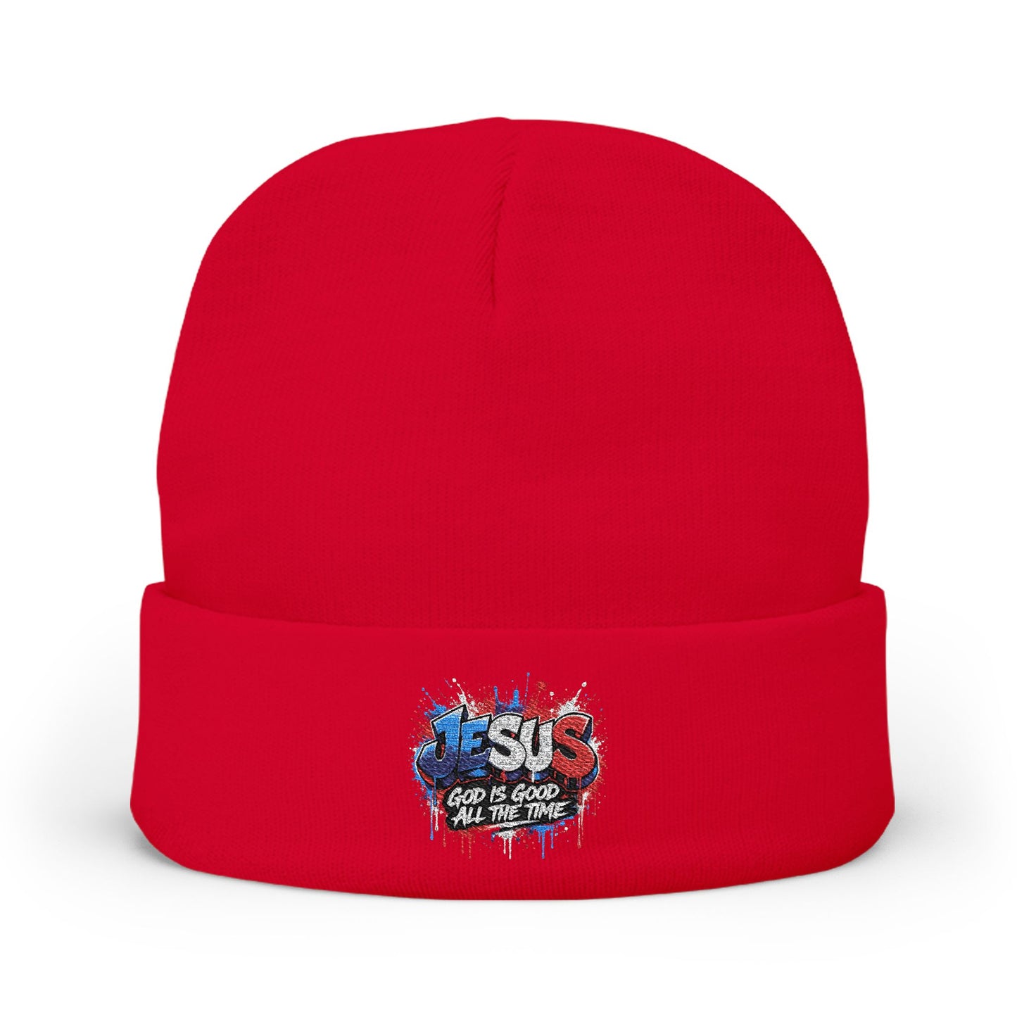 Embroidered 'God Is Good' Patriotic Knit Beanie