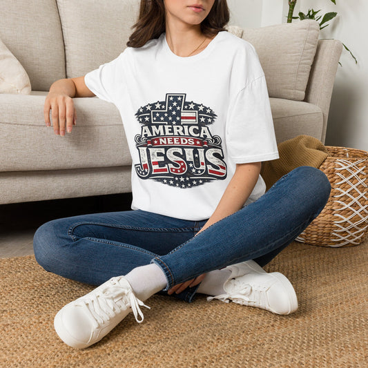 America Needs Jesus T‑Shirt — Patriotic Christian Tee