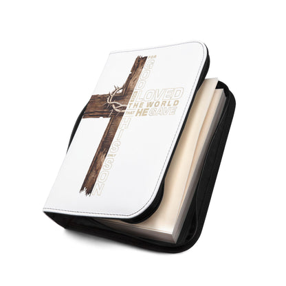 Bible Cover - 'For God So Loved the World' Cross Zippered Bible Case