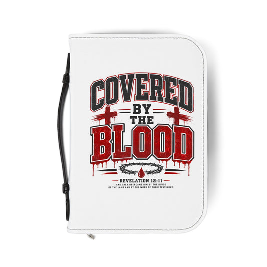 Covered by the Blood Bible Cover – Christian Zippered Bible Case with Cross Design