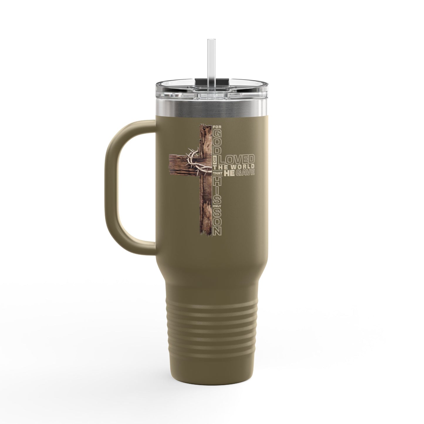 Religious Cross 40oz Insulated Travel Mug — Faith-Inspired Stainless Tumbler