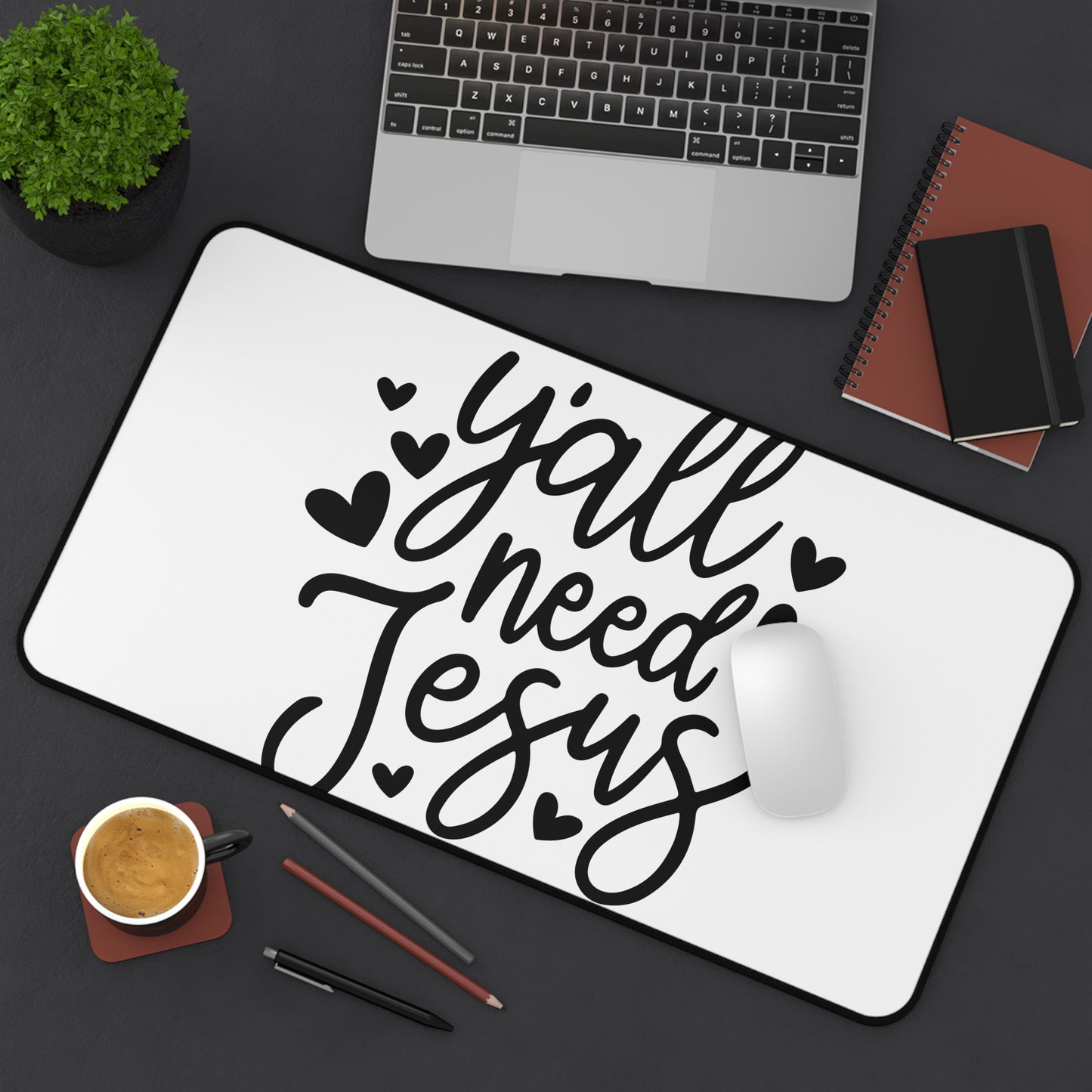 Y'all Need Jesus Desk Mat — Inspirational Christian Mouse Pad Desk Mat