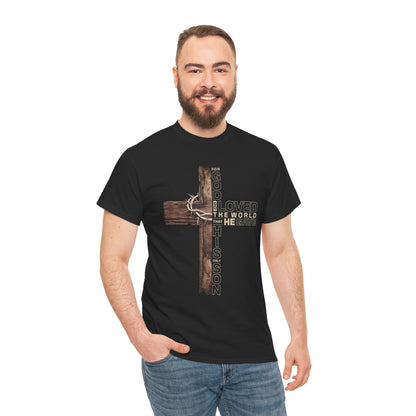 Christian Cross T‑Shirt — "For God Loved the World He Gave His Son" Inspirational Tee