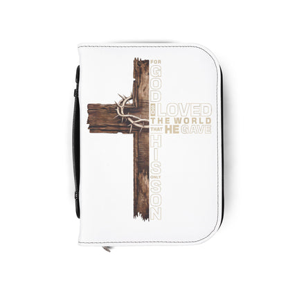 Bible Cover - 'For God So Loved the World' Cross Zippered Bible Case