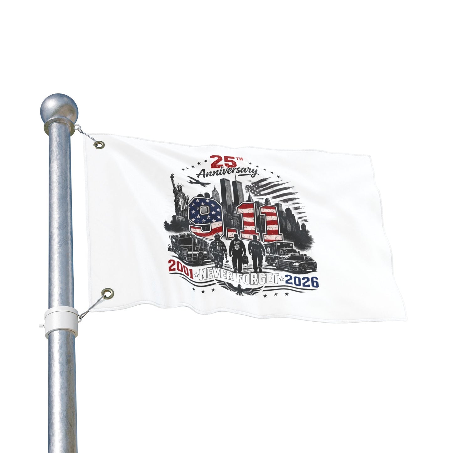 25th Anniversary 9/11 Memorial Flag - Double-Sided "Never Forget" Tribute (2001–2026)