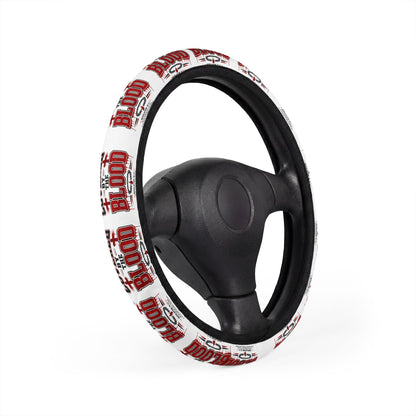 Steering Wheel Cover — Red "100% Blood" Racing Graphic Car Accessory