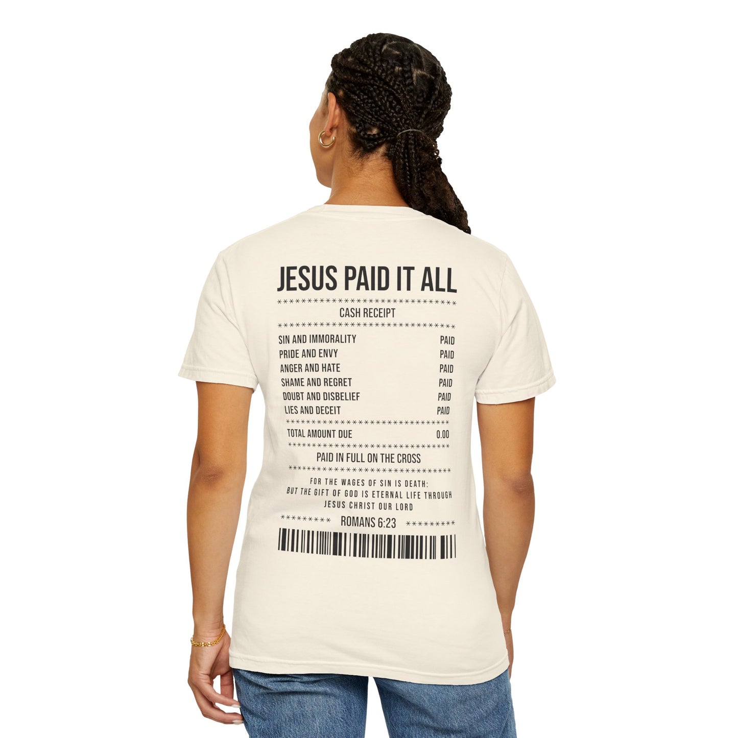 Jesus Paid It All T-Shirt — Christian Faith Receipt Graphic Tee