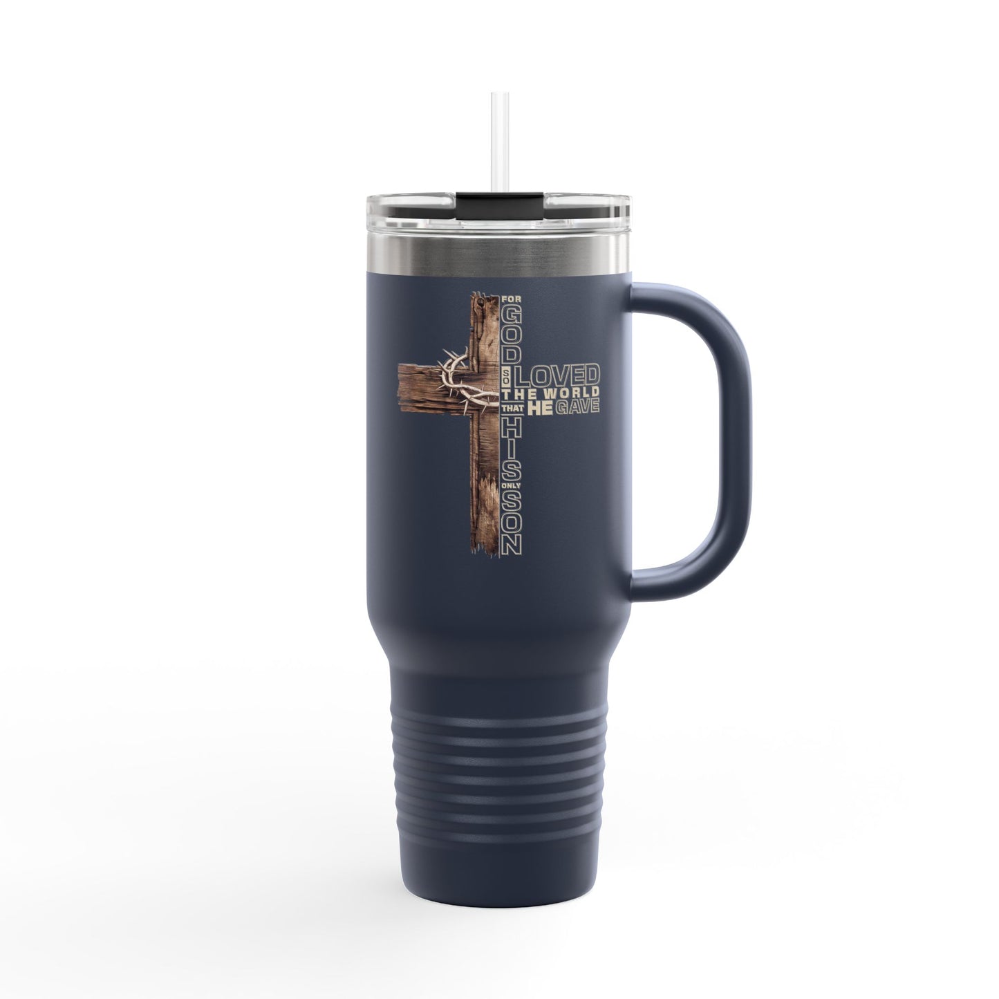 Religious Cross 40oz Insulated Travel Mug — Faith-Inspired Stainless Tumbler