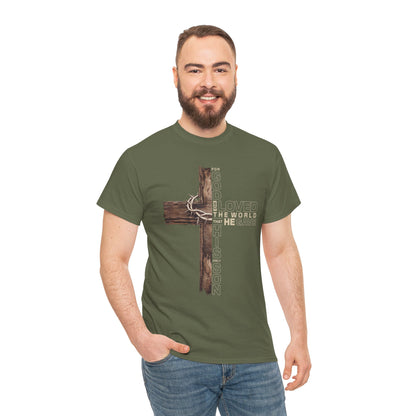 Christian Cross T‑Shirt — "For God Loved the World He Gave His Son" Inspirational Tee