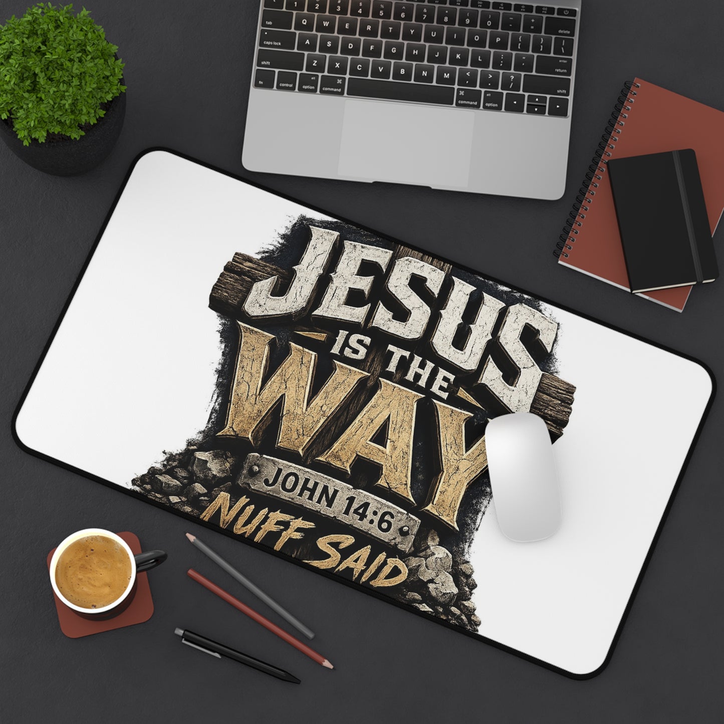 Jesus Is The Way Desk Mat – Christian Scripture Desk Pad (John 14:6)