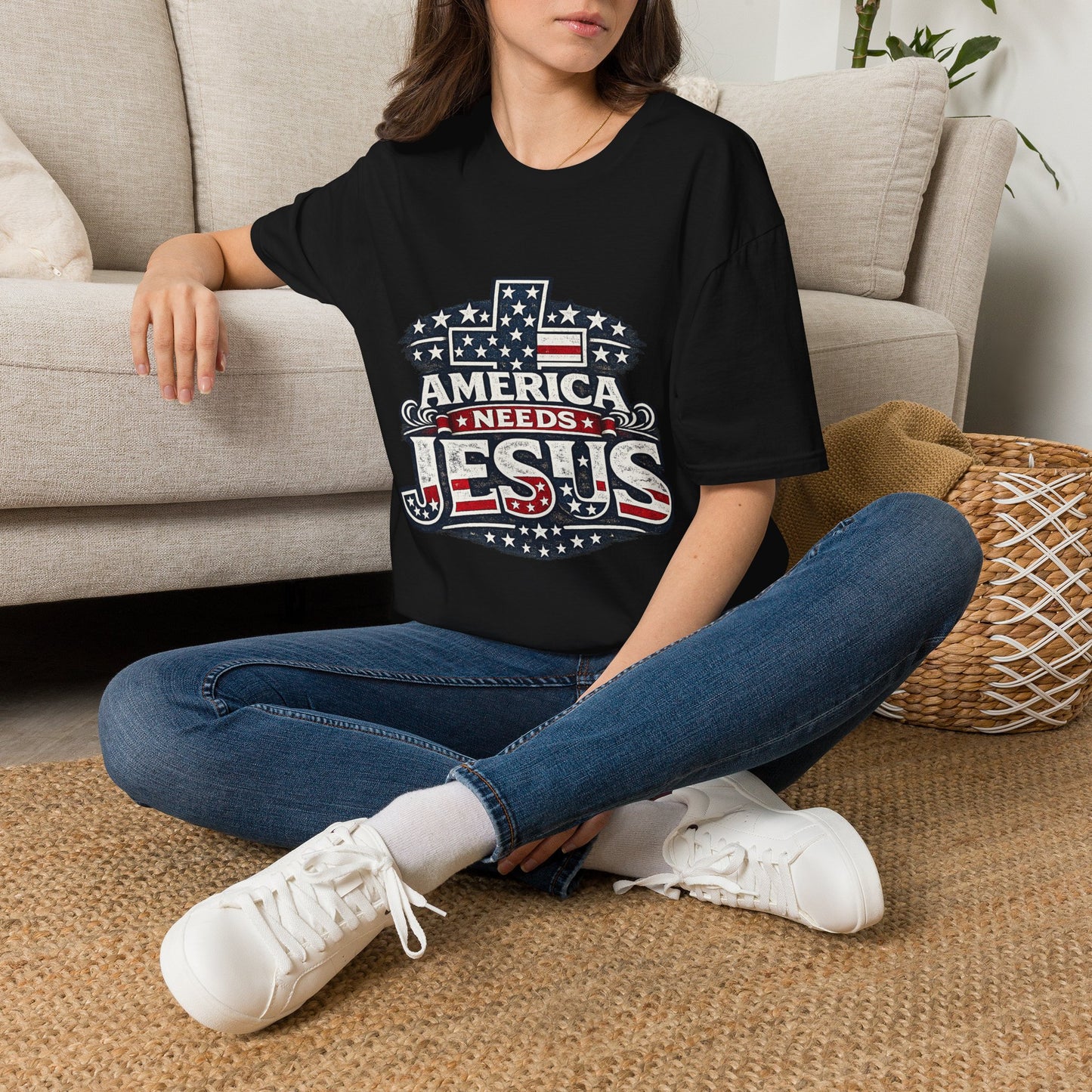 America Needs Jesus T‑Shirt — Patriotic Christian Tee