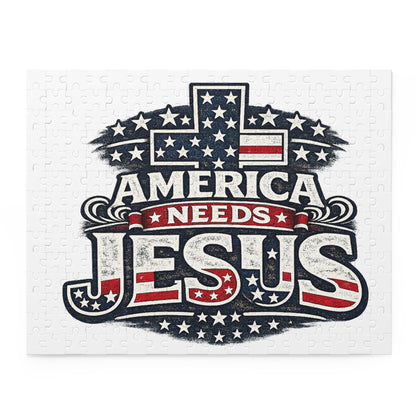 Puzzle — 'America Needs Jesus' Patriotic Christian Jigsaw (120/252/500 pc)
