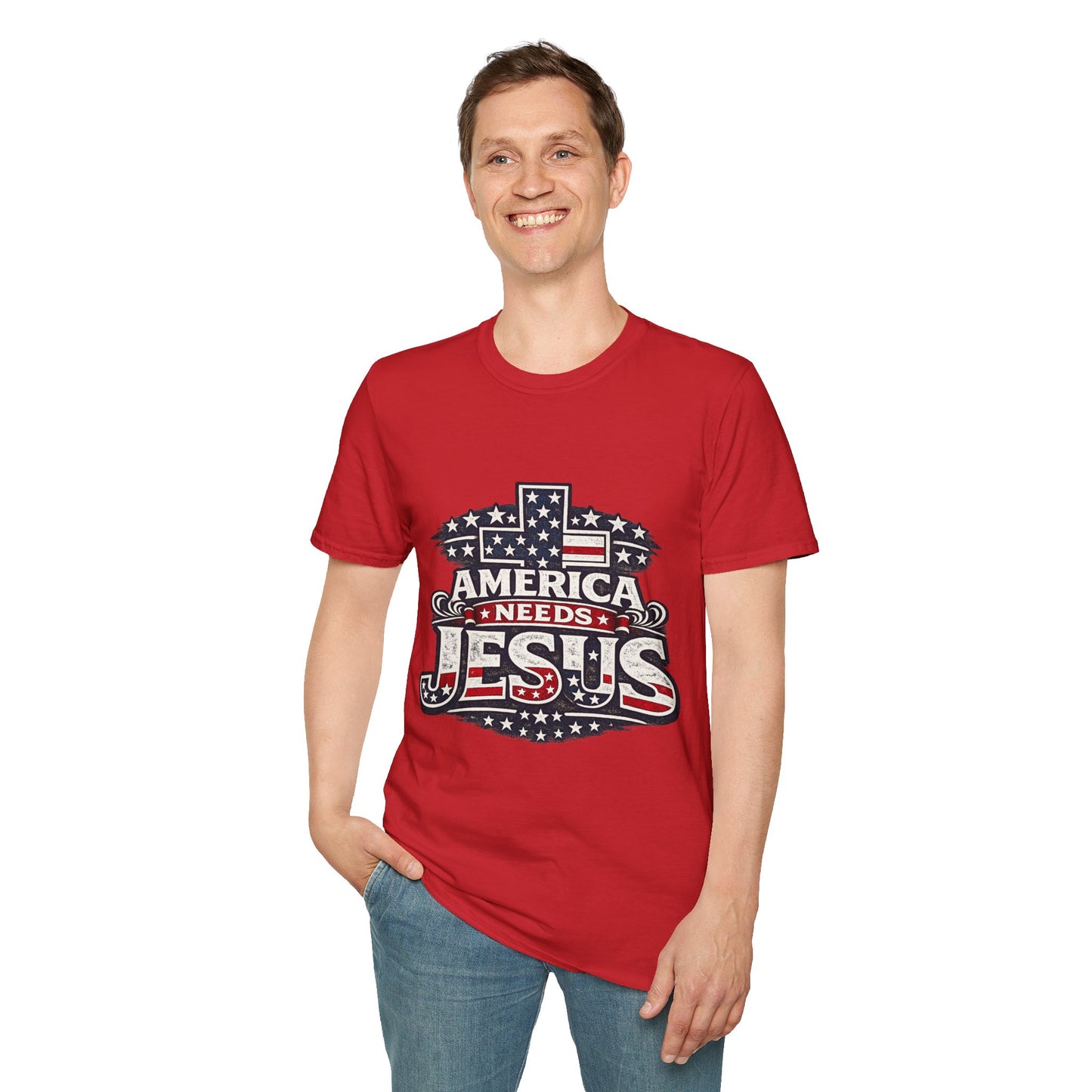 America Needs Jesus T‑Shirt — Patriotic Christian Tee