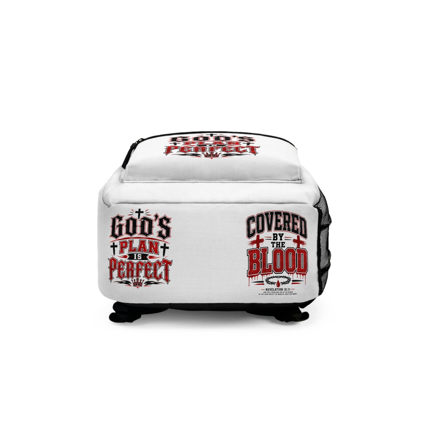 Christian Faith Backpack — "Covered by the Blood / God’s Plan is Perfect" Inspirational Scripture Bag