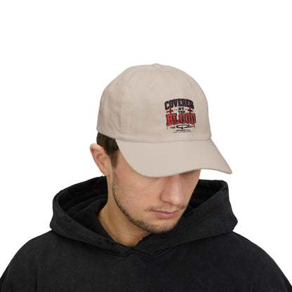 Dad Cap — "Covered by the Blood" Embroidered Christian Baseball Hat