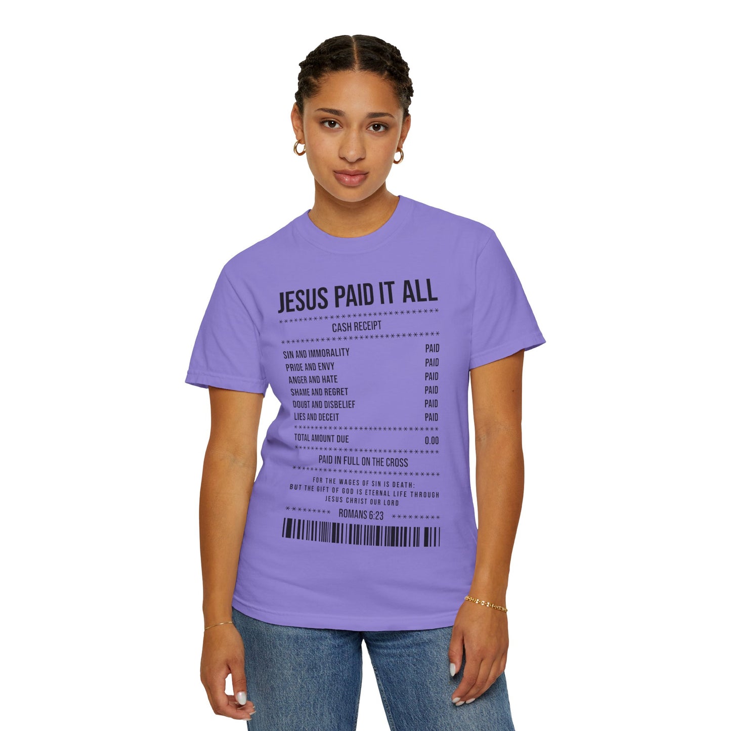 Jesus Paid It All T-Shirt — Christian Faith Receipt Graphic Tee