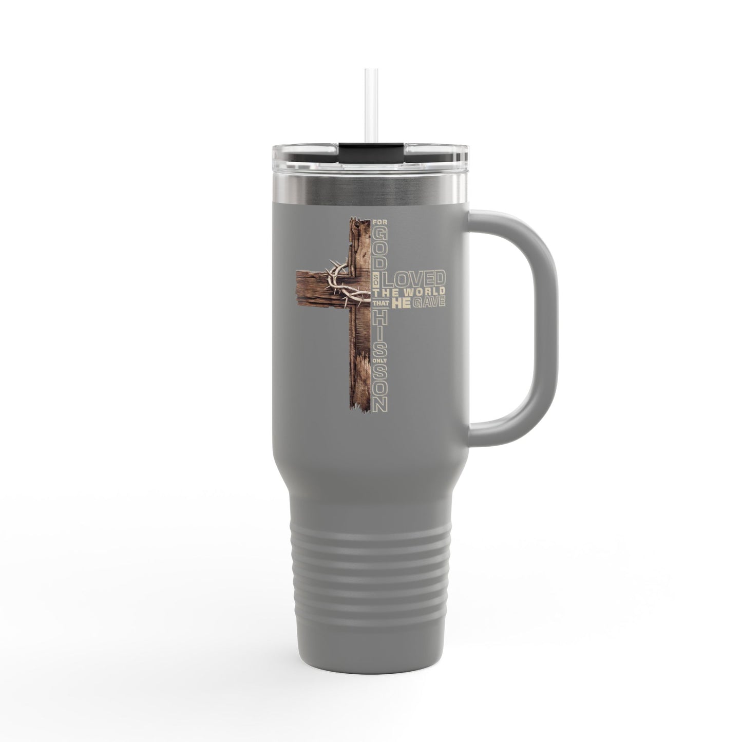 Religious Cross 40oz Insulated Travel Mug — Faith-Inspired Stainless Tumbler