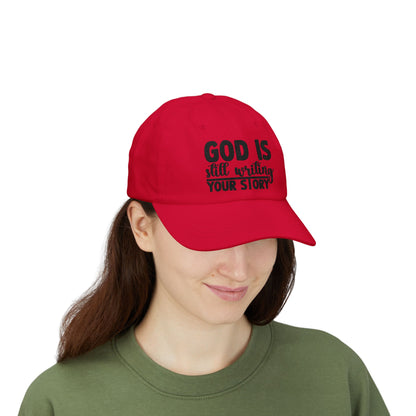 God Is Still Writing Your Story Dad Cap — Inspirational Christian Baseball Hat