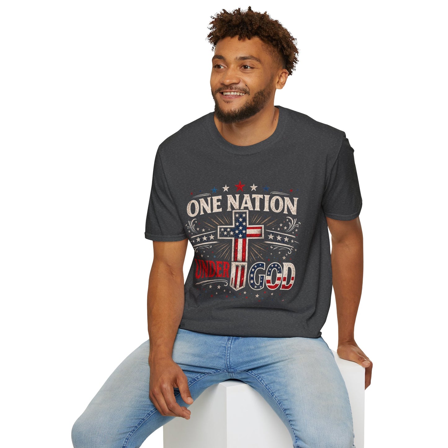 One Nation Under God T-Shirt — Patriotic American Flag Cross Tee