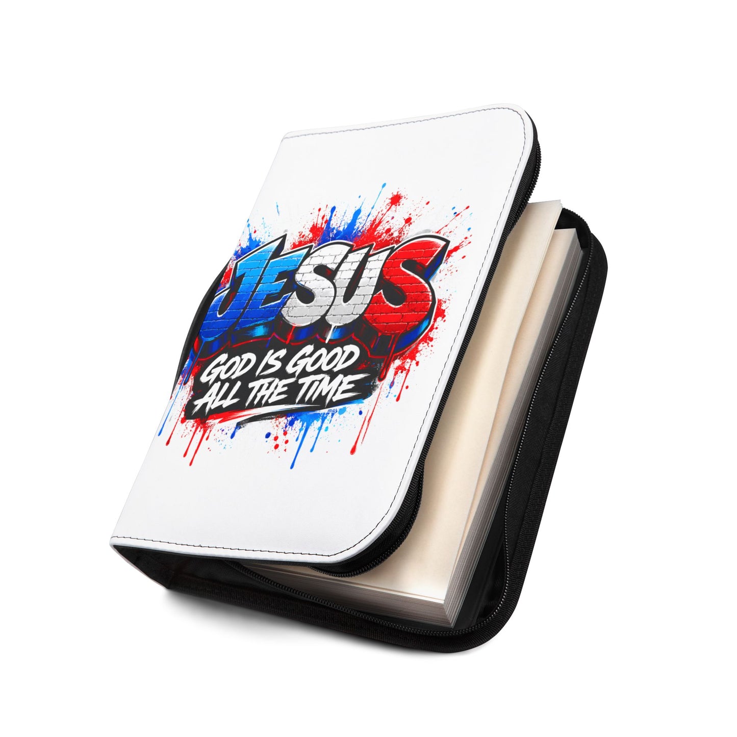 Bible Cover — Graffiti "JESUS: God Is Good All The Time" Zippered Bible Case