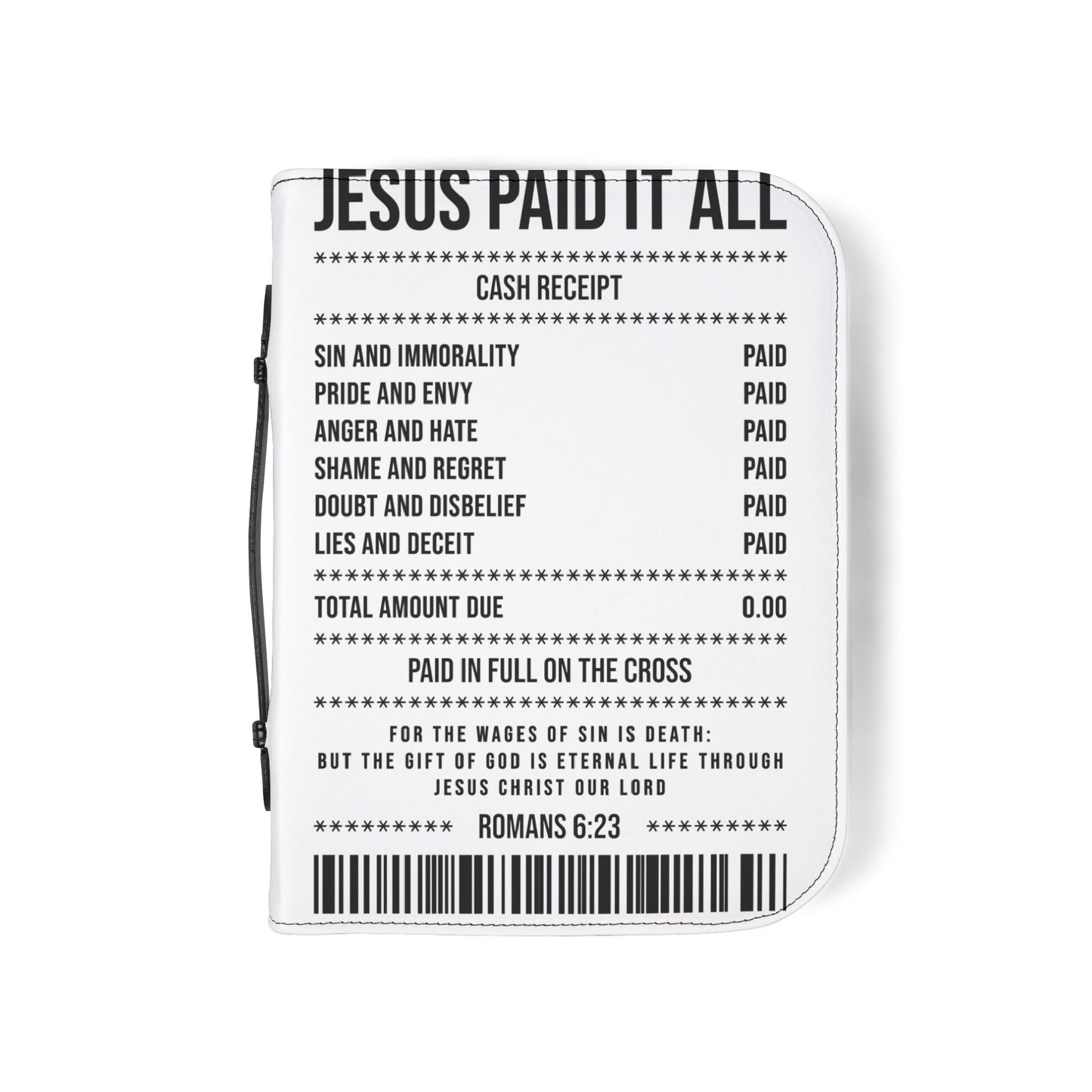 Bible Cover — "Jesus Paid It All" Receipt Design (Romans 6:23)