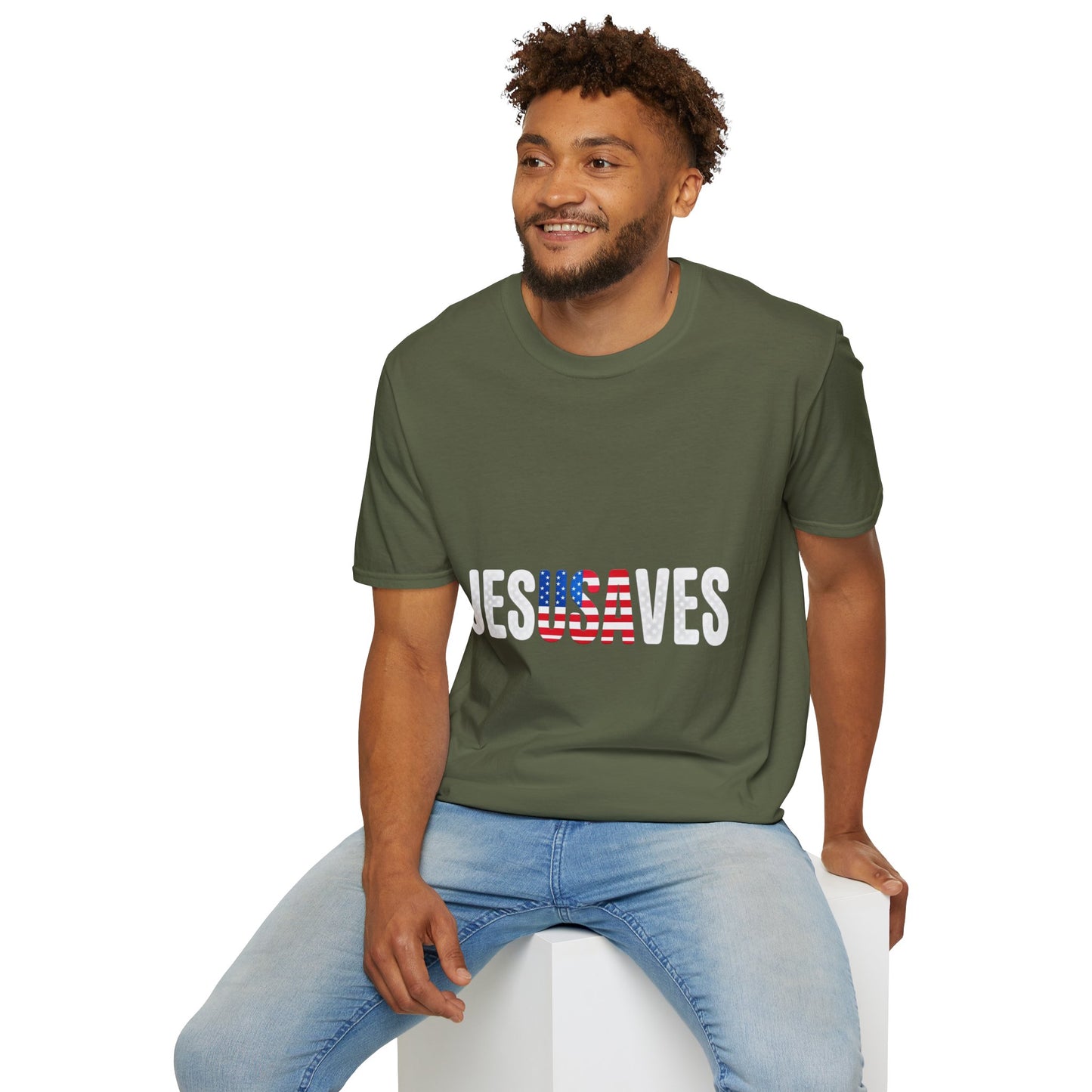 Jesus Saves T-Shirt — Patriotic American Flag Faith Tee