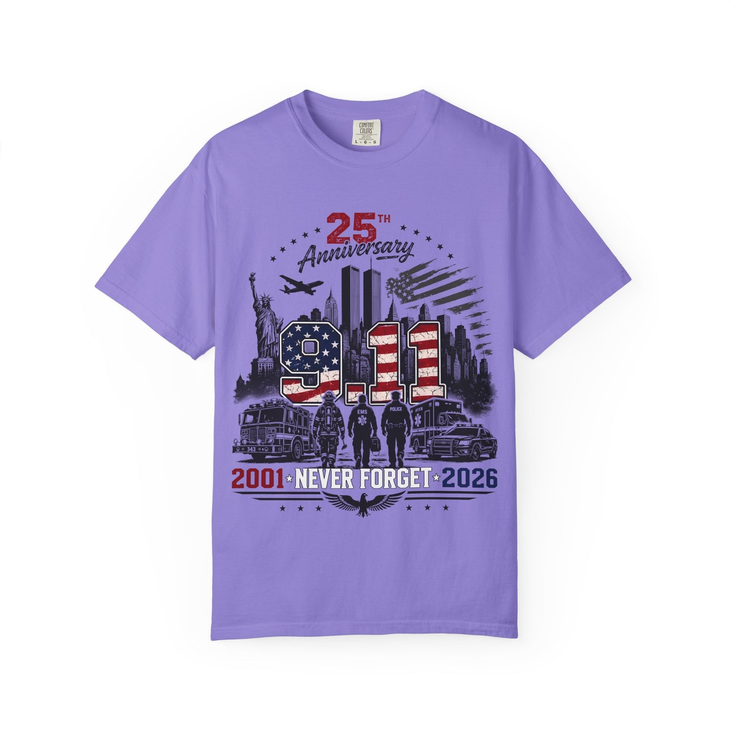 9/11 25th Anniversary T-Shirt — Never Forget 2001–2026 Memorial Tee