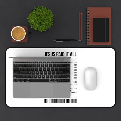 Jesus Paid It All Desk Mat — Christian Receipt Design Mouse Pad