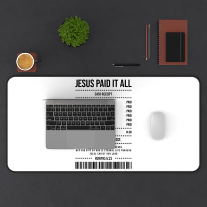 Jesus Paid It All Desk Mat — Christian Receipt Design Mouse Pad