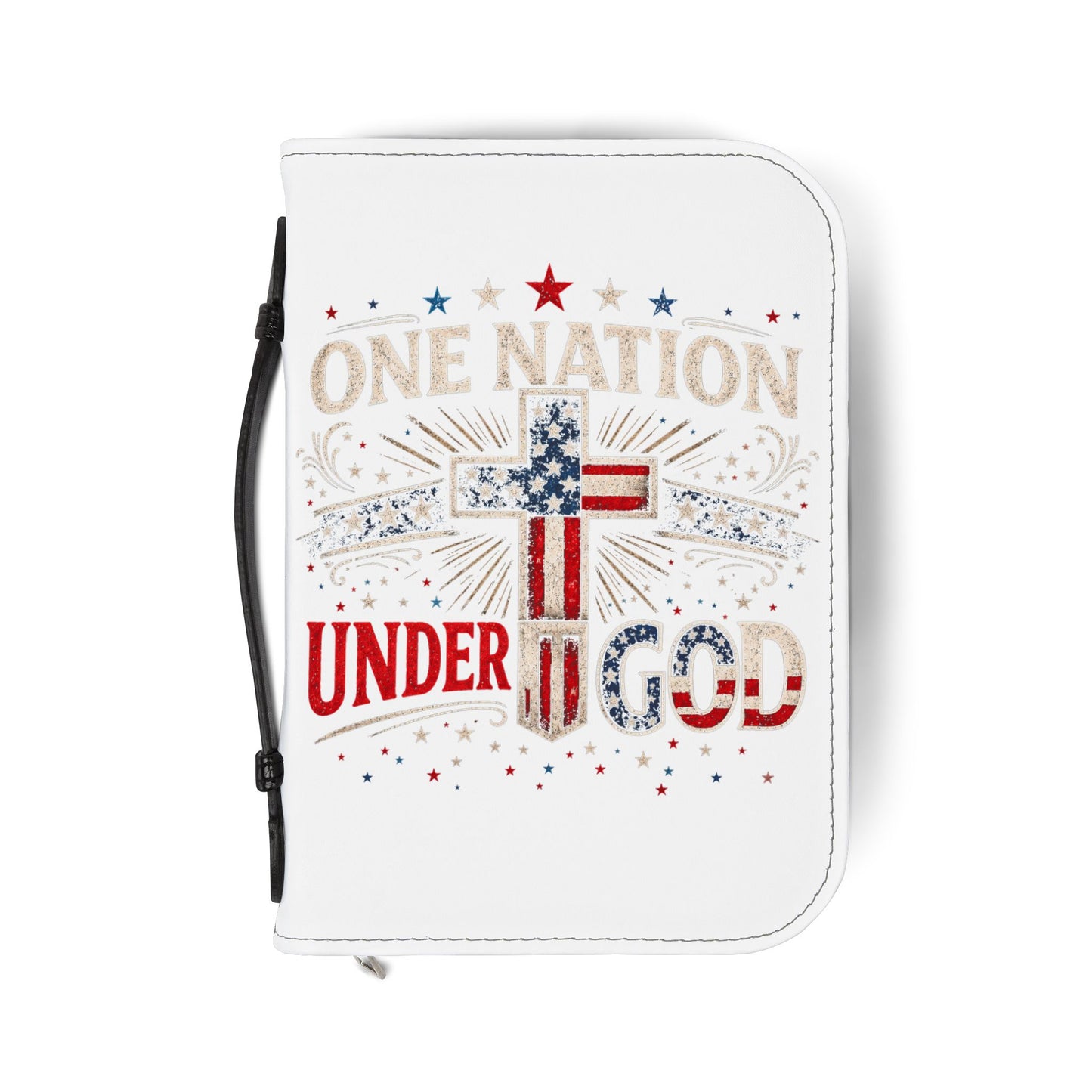 Bible Cover — "One Nation Under God" Patriotic Cross Bible Cover