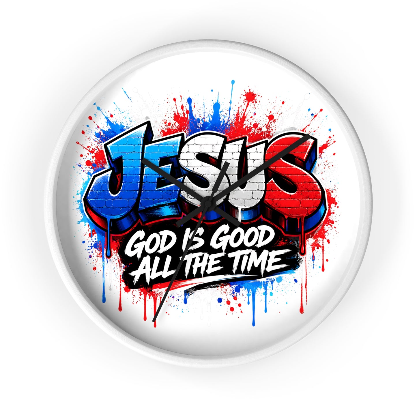 Graffiti 'Jesus - God Is Good All The Time' Wall Clock