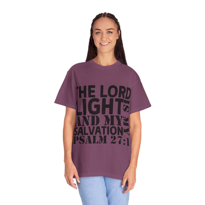 T-Shirt — 'The Lord is My Light and My Salvation' Psalm 27:1 Christian Tee