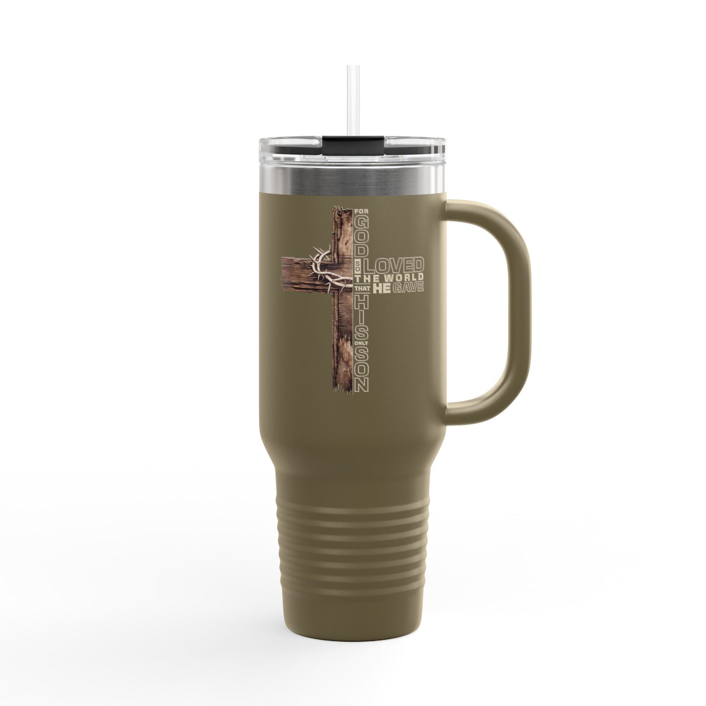 Religious Cross 40oz Insulated Travel Mug — Faith-Inspired Stainless Tumbler