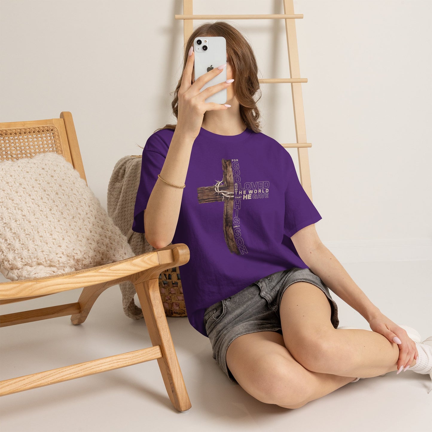 Christian Cross T‑Shirt — "For God Loved the World He Gave His Son" Inspirational Tee