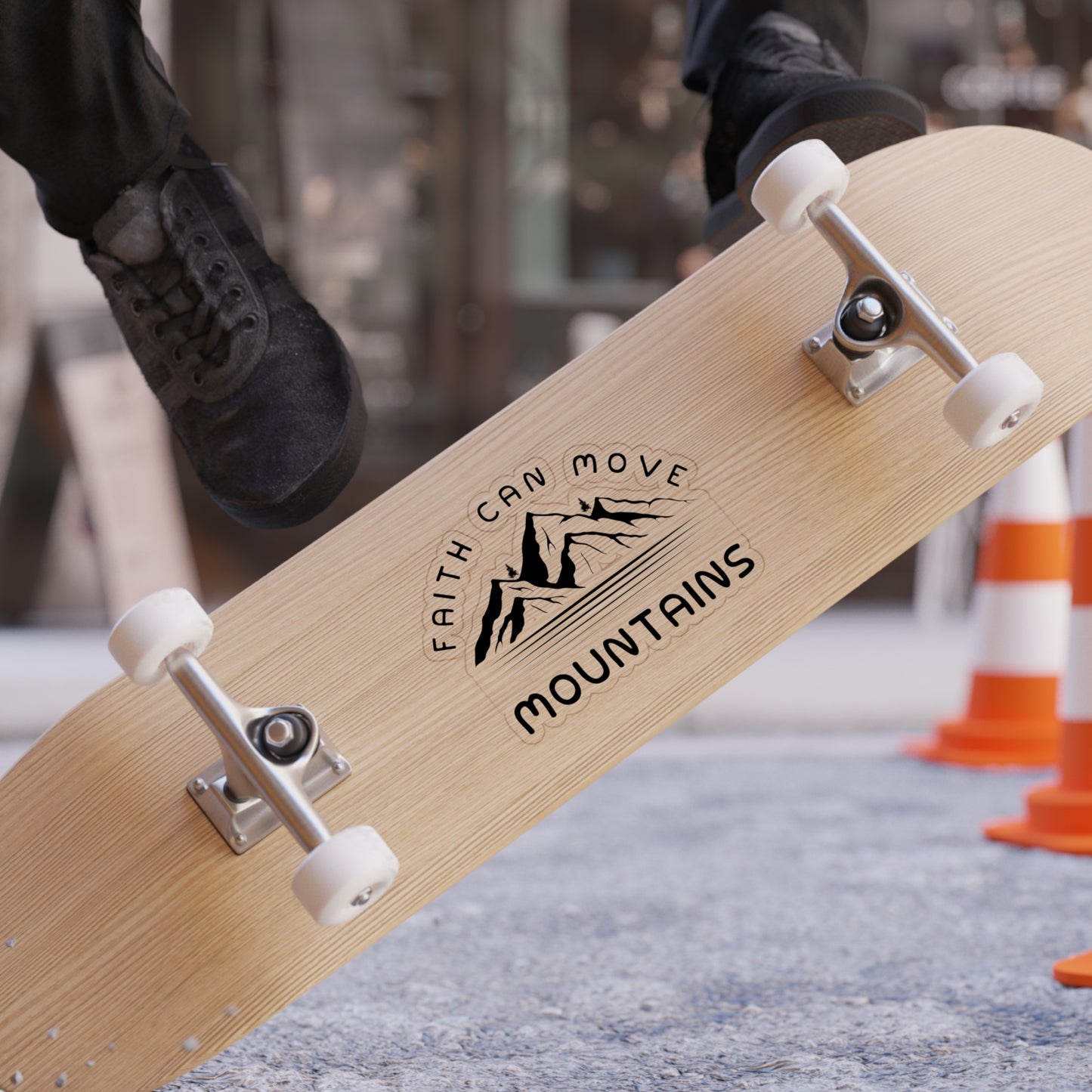Mountain Faith Die-Cut Sticker — "Faith Can Move Mountains" Outdoor Decal