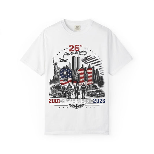 9/11 25th Anniversary T-Shirt — Never Forget 2001–2026 Memorial Tee