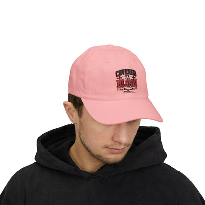 Dad Cap — "Covered by the Blood" Embroidered Christian Baseball Hat