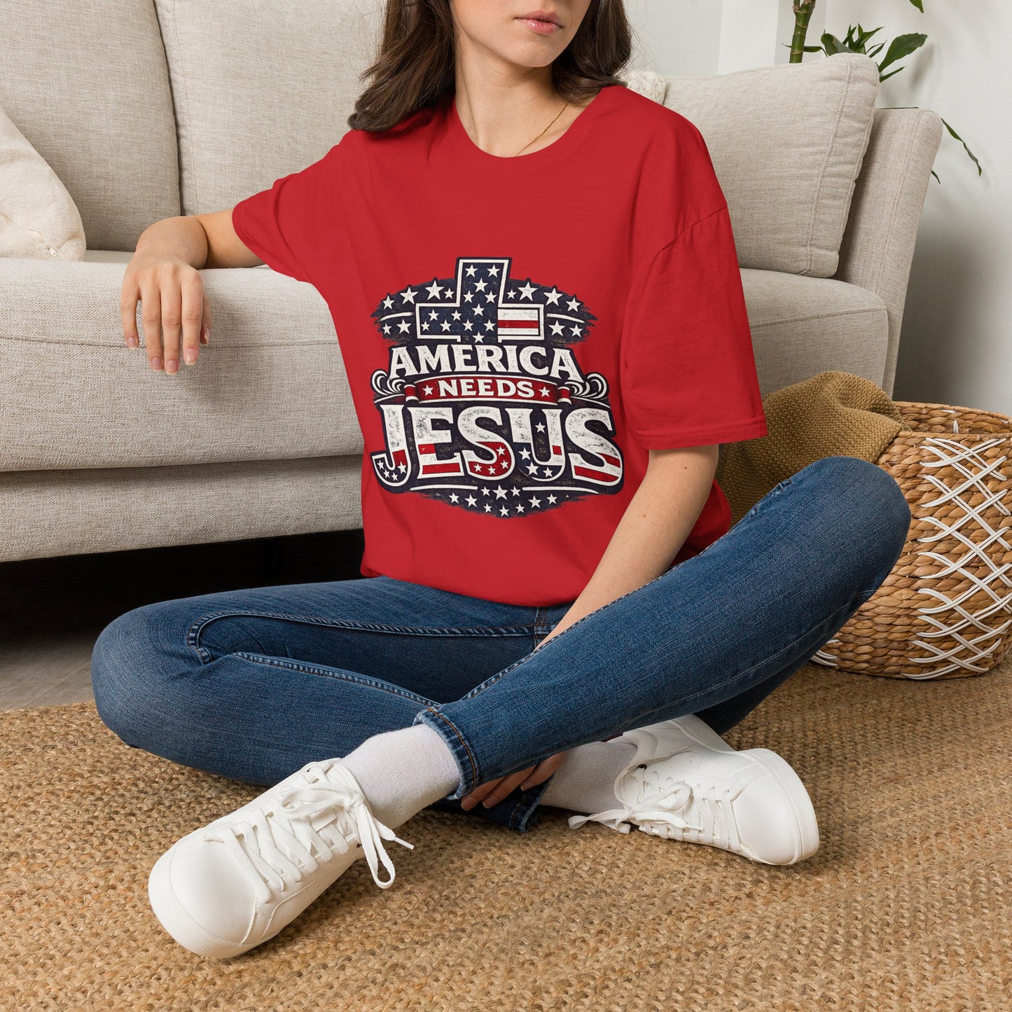 America Needs Jesus T‑Shirt — Patriotic Christian Tee