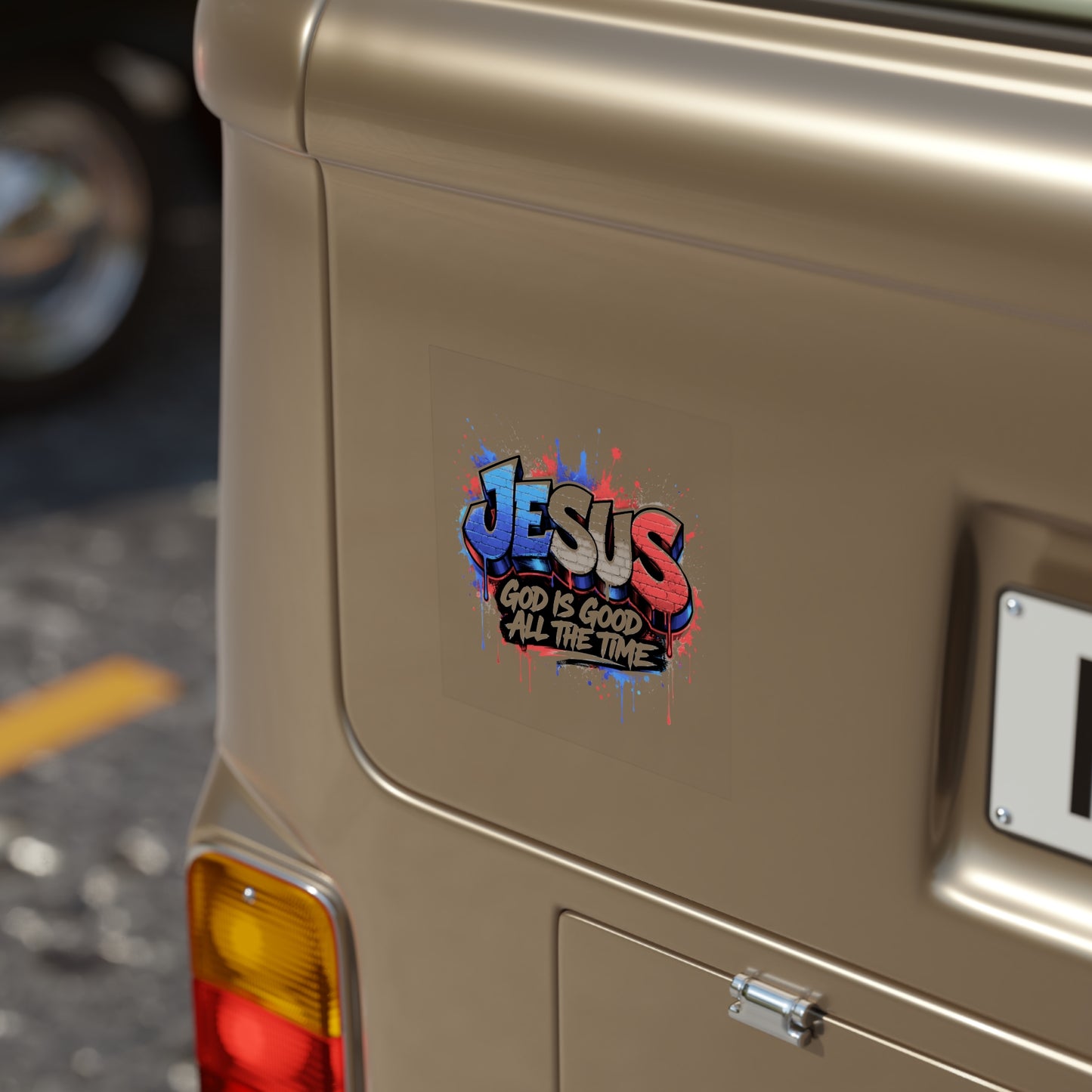 Jesus Graffiti Outdoor Sticker — “God Is Good All The Time”
