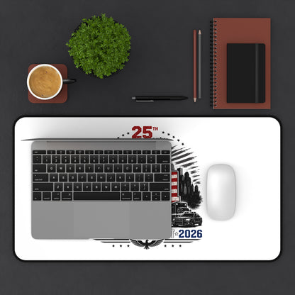 25th Anniversary 9/11 Memorial Desk Mat — Never Forget 2001–2026