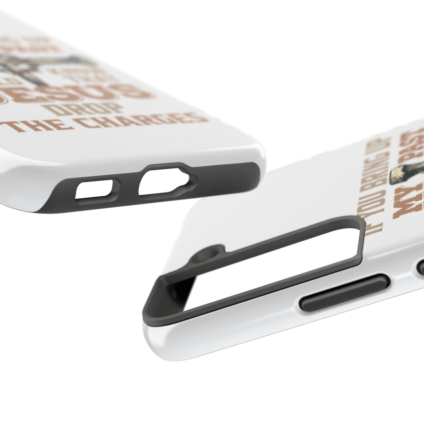 Christian Cross Phone Case — "If You Bring Up My Past You Should Know That Jesus Drop the Charges" Tough Case