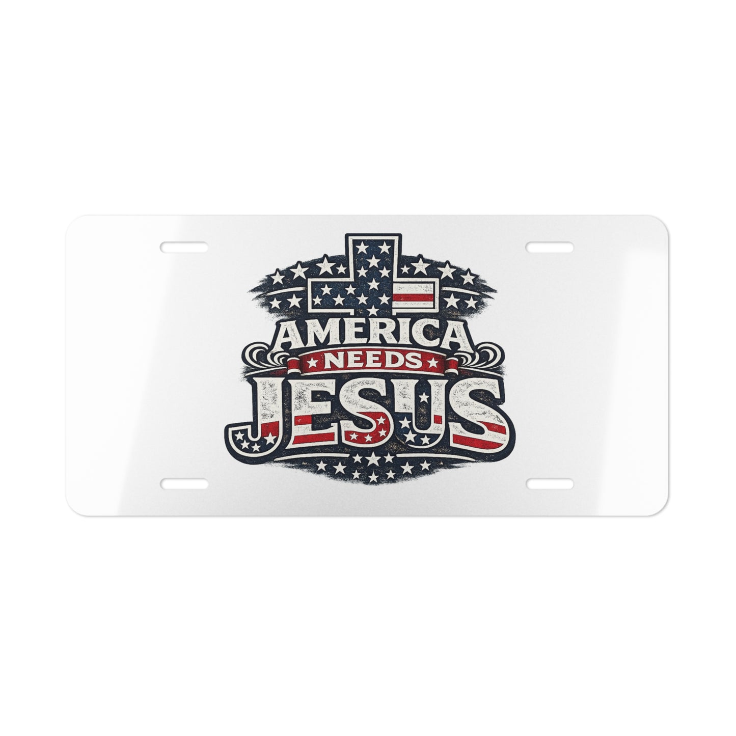 America Needs Jesus Vanity Plate — Patriotic Christian License Plate