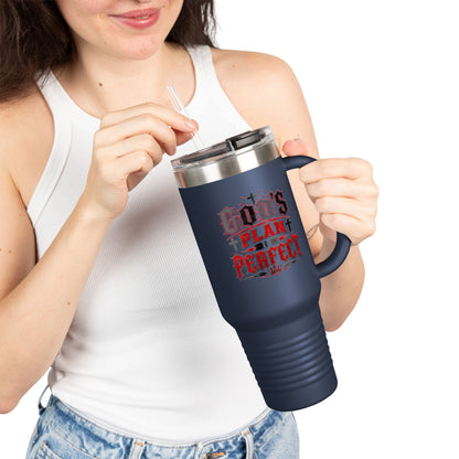 40oz Insulated Travel Mug — "God's Plan is Perfect" Faith Stainless Tumbler
