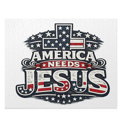 Puzzle — 'America Needs Jesus' Patriotic Christian Jigsaw (120/252/500 pc)