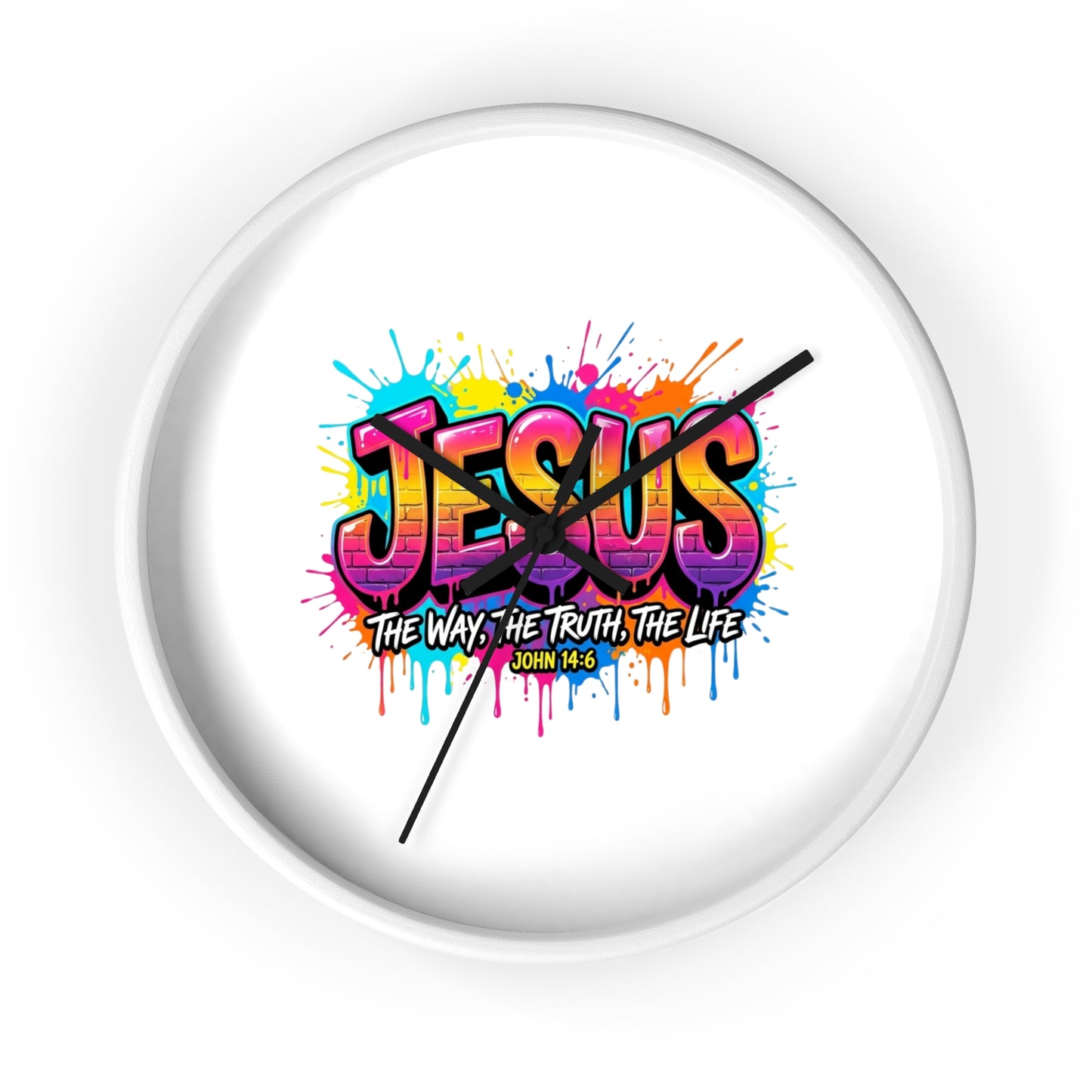 Jesus Graffiti Wall Clock — Colorful Faith Decor (John 14:6)