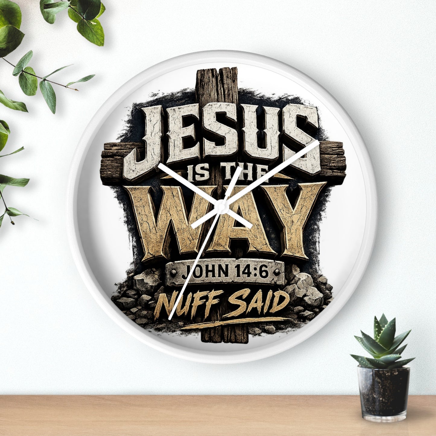 Jesus Is The Way Wall Clock — John 14:6 Inspirational Christian Home Decor