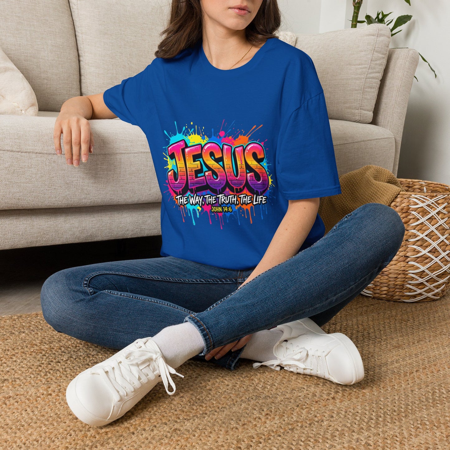Jesus Graffiti T-Shirt — 'Jesus: The Way, The Truth, The Life' Colorful Faith Tee