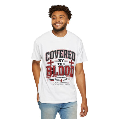 Covered by the Blood T-Shirt — Christian Faith Graphic Tee (Revelation 12:11)